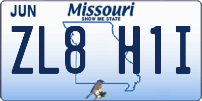MO license plate ZL8H1I