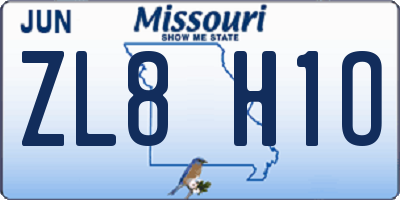 MO license plate ZL8H1O
