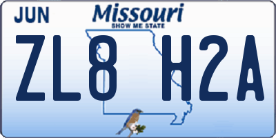 MO license plate ZL8H2A