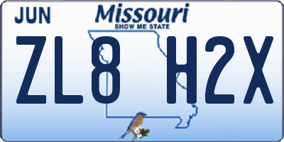 MO license plate ZL8H2X