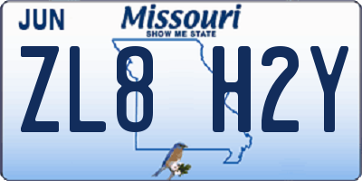 MO license plate ZL8H2Y
