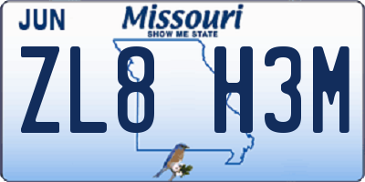 MO license plate ZL8H3M
