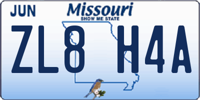 MO license plate ZL8H4A