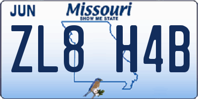 MO license plate ZL8H4B