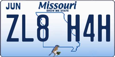 MO license plate ZL8H4H