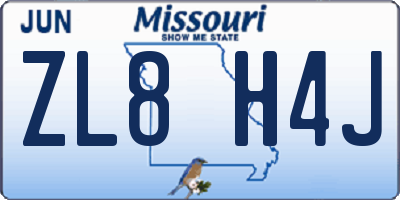 MO license plate ZL8H4J