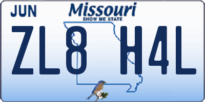 MO license plate ZL8H4L