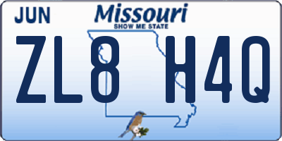 MO license plate ZL8H4Q