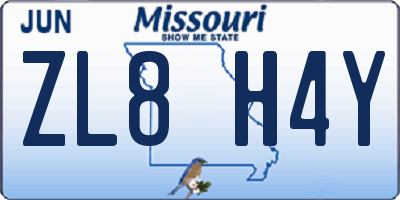 MO license plate ZL8H4Y