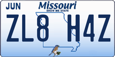 MO license plate ZL8H4Z