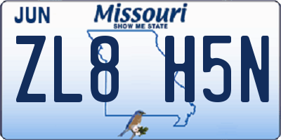 MO license plate ZL8H5N