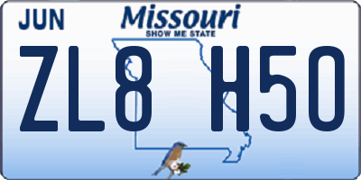 MO license plate ZL8H5O