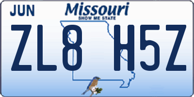 MO license plate ZL8H5Z