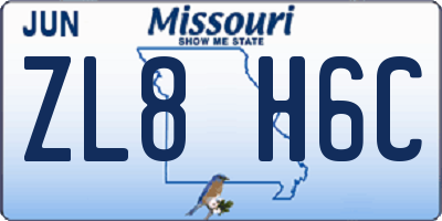 MO license plate ZL8H6C