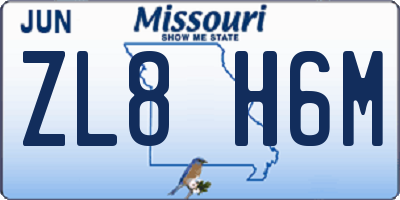 MO license plate ZL8H6M