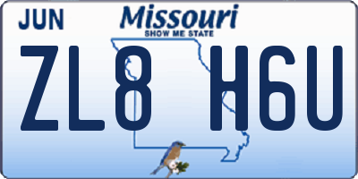 MO license plate ZL8H6U