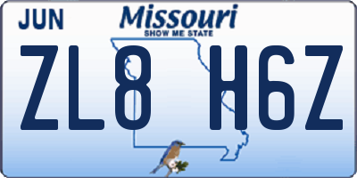 MO license plate ZL8H6Z