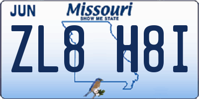 MO license plate ZL8H8I