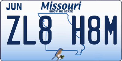 MO license plate ZL8H8M