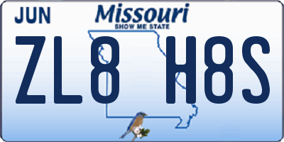 MO license plate ZL8H8S