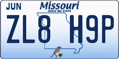 MO license plate ZL8H9P