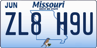 MO license plate ZL8H9U