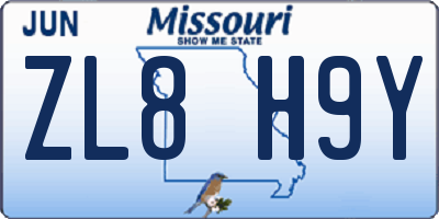MO license plate ZL8H9Y