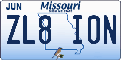 MO license plate ZL8I0N