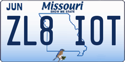 MO license plate ZL8I0T