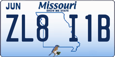 MO license plate ZL8I1B