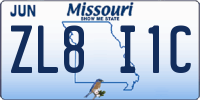 MO license plate ZL8I1C