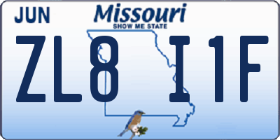 MO license plate ZL8I1F