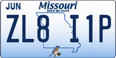 MO license plate ZL8I1P
