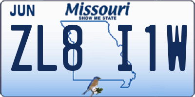 MO license plate ZL8I1W