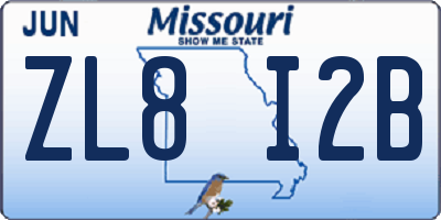 MO license plate ZL8I2B