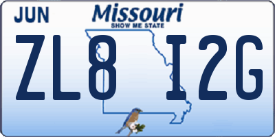 MO license plate ZL8I2G