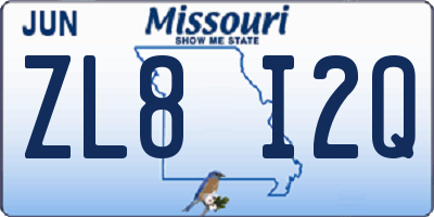 MO license plate ZL8I2Q