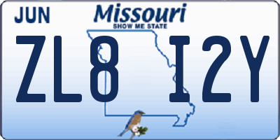 MO license plate ZL8I2Y
