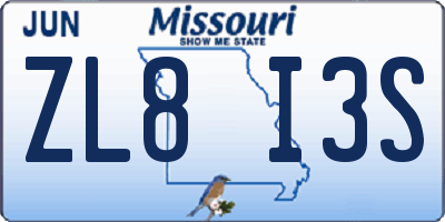 MO license plate ZL8I3S