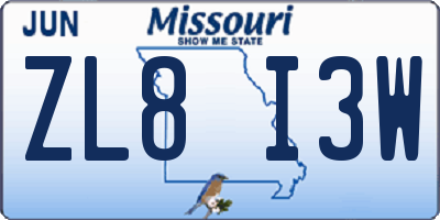 MO license plate ZL8I3W