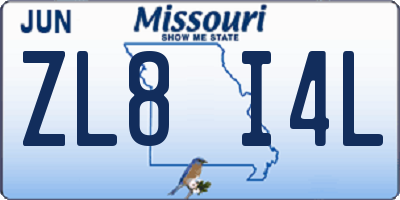 MO license plate ZL8I4L