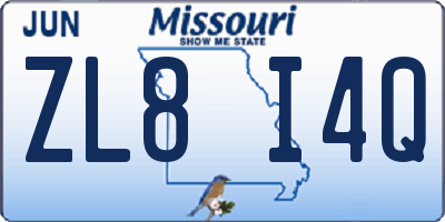MO license plate ZL8I4Q