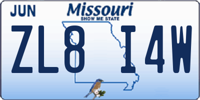 MO license plate ZL8I4W