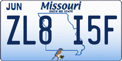 MO license plate ZL8I5F