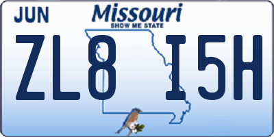 MO license plate ZL8I5H