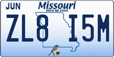 MO license plate ZL8I5M