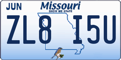 MO license plate ZL8I5U