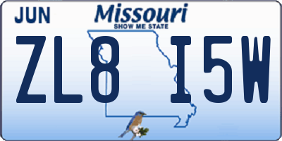 MO license plate ZL8I5W