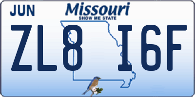 MO license plate ZL8I6F