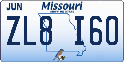 MO license plate ZL8I6O
